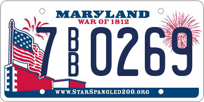 MD license plate 7BB0269