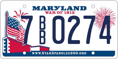 MD license plate 7BB0274