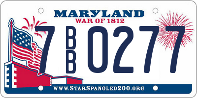 MD license plate 7BB0277