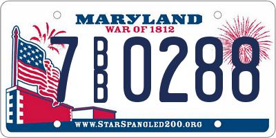 MD license plate 7BB0288