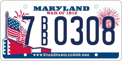 MD license plate 7BB0308