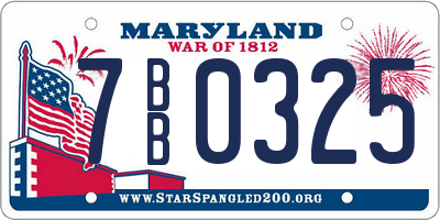 MD license plate 7BB0325