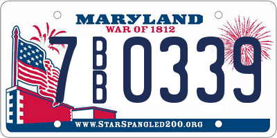 MD license plate 7BB0339