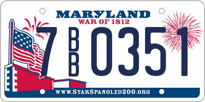 MD license plate 7BB0351