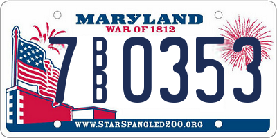 MD license plate 7BB0353