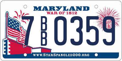 MD license plate 7BB0359