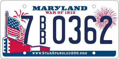 MD license plate 7BB0362