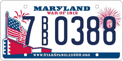 MD license plate 7BB0388