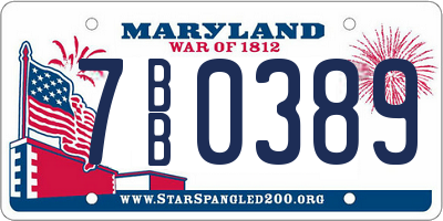 MD license plate 7BB0389