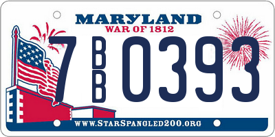 MD license plate 7BB0393
