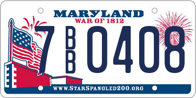 MD license plate 7BB0408