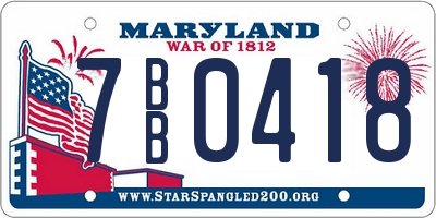 MD license plate 7BB0418