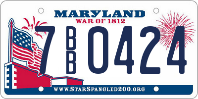 MD license plate 7BB0424