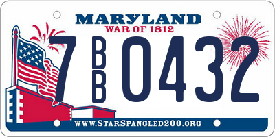 MD license plate 7BB0432