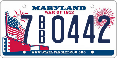MD license plate 7BB0442