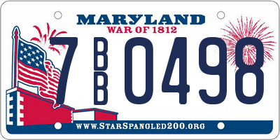 MD license plate 7BB0498