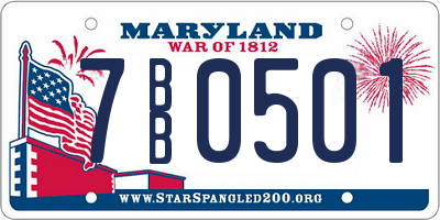 MD license plate 7BB0501