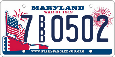 MD license plate 7BB0502