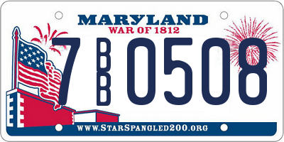 MD license plate 7BB0508