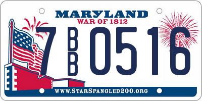 MD license plate 7BB0516