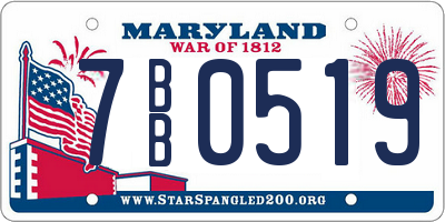 MD license plate 7BB0519