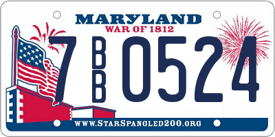 MD license plate 7BB0524