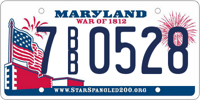 MD license plate 7BB0528
