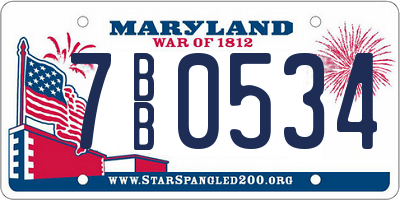 MD license plate 7BB0534