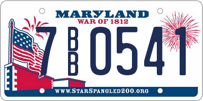 MD license plate 7BB0541