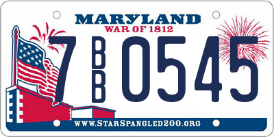 MD license plate 7BB0545