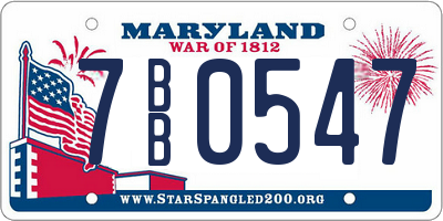 MD license plate 7BB0547