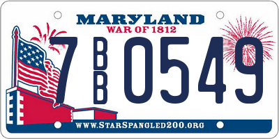 MD license plate 7BB0549