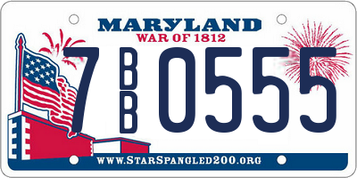 MD license plate 7BB0555