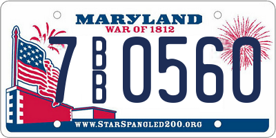 MD license plate 7BB0560