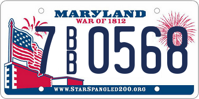 MD license plate 7BB0568