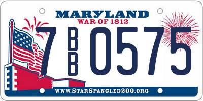 MD license plate 7BB0575