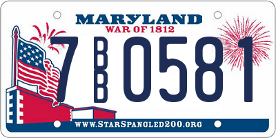 MD license plate 7BB0581