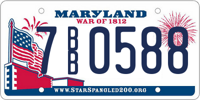 MD license plate 7BB0588