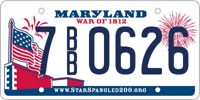 MD license plate 7BB0626
