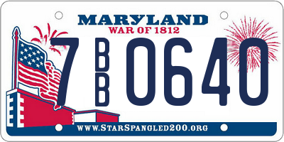 MD license plate 7BB0640