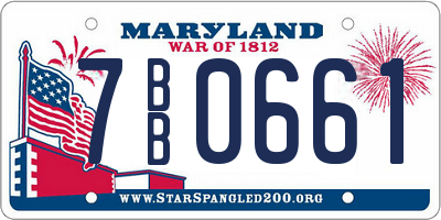 MD license plate 7BB0661