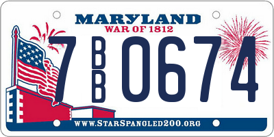MD license plate 7BB0674