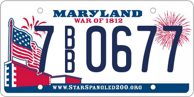 MD license plate 7BB0677
