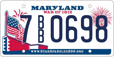 MD license plate 7BB0698