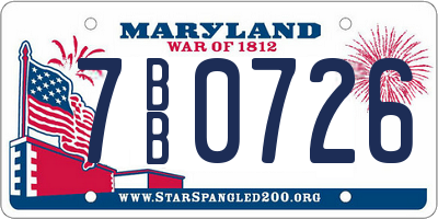 MD license plate 7BB0726
