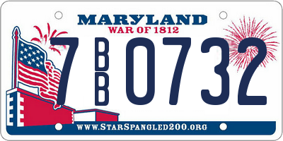 MD license plate 7BB0732