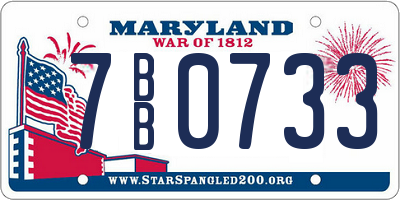 MD license plate 7BB0733