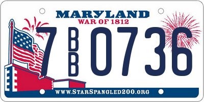 MD license plate 7BB0736