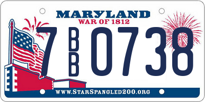 MD license plate 7BB0738
