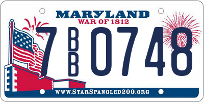 MD license plate 7BB0748